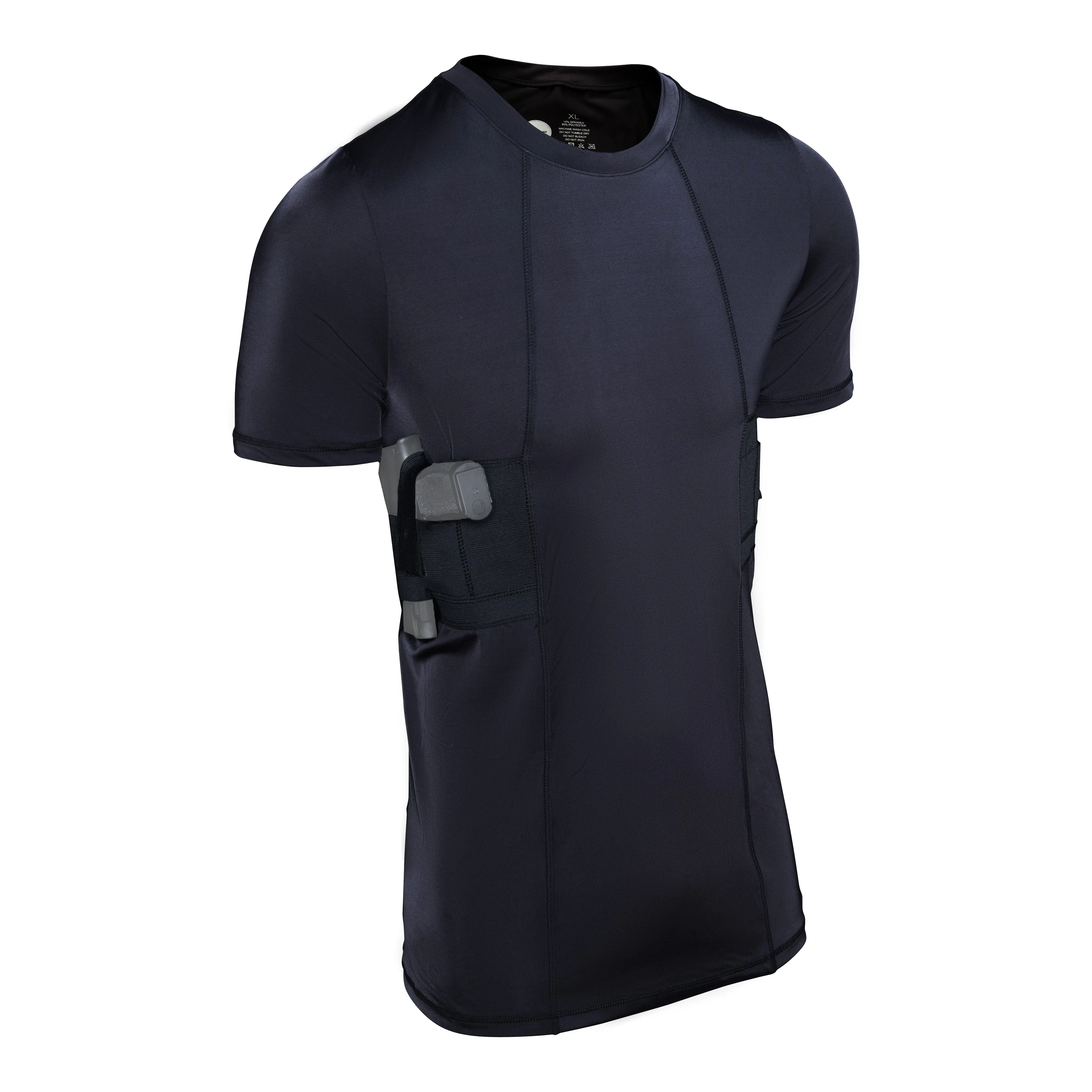 GrayStone Holster Shirt Concealed Men's Crew Neck - Easy Reach Gun Concealment Compression CCW