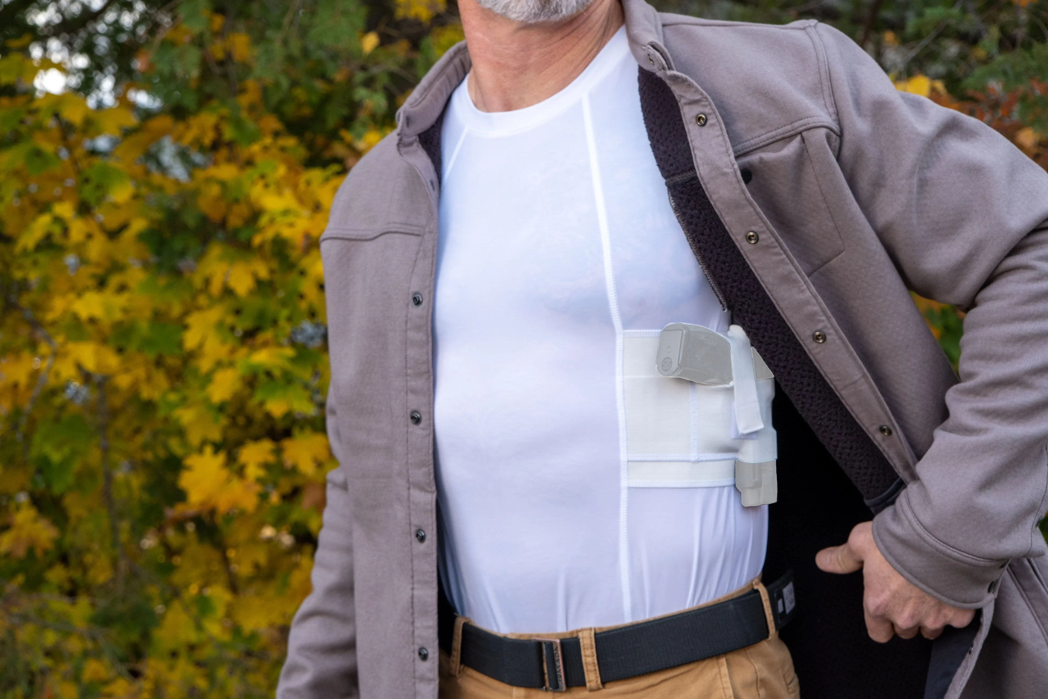GrayStone Holster Shirt Concealed Men's Crew Neck - Easy Reach Gun Concealment Compression CCW