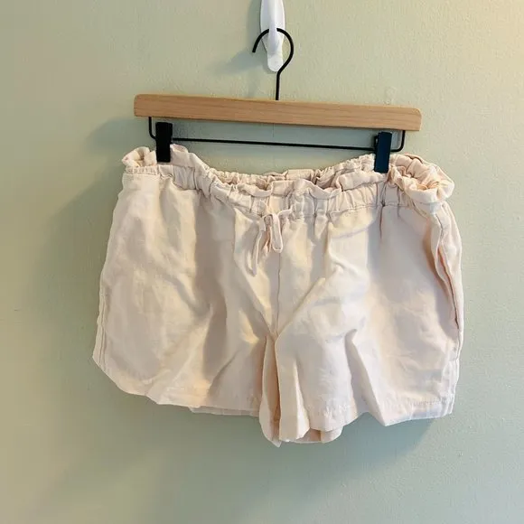 Hatch The Lula Shorts Maternity Size XL Cream Beige Linen Blend Short Summer