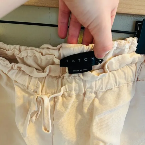 Hatch The Lula Shorts Maternity Size XL Cream Beige Linen Blend Short Summer