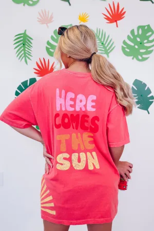 Here Comes The Sun Oversized Graphic Tee - Watermelon