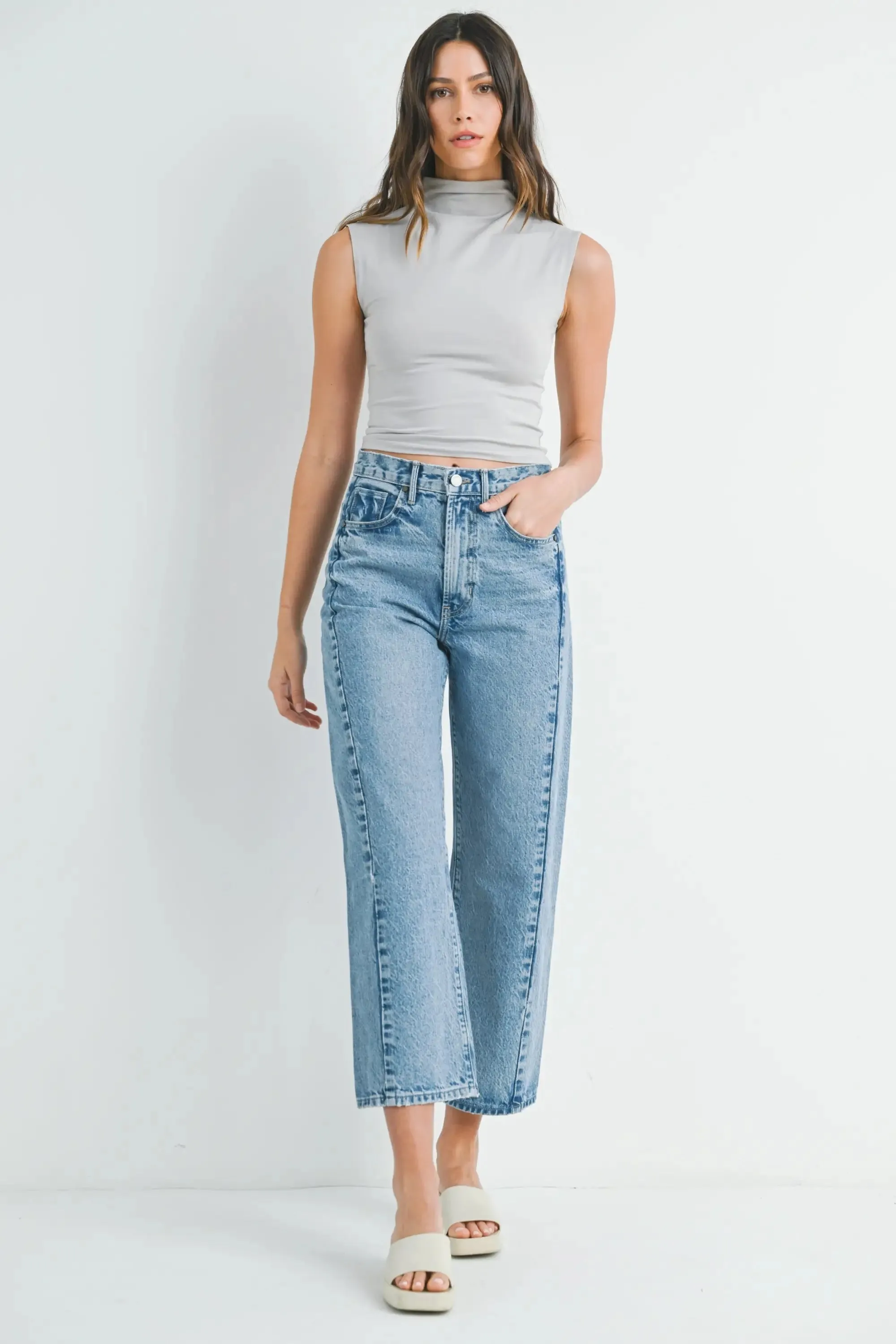 HIGH RISE BARREL DENIM JEAN TWIST