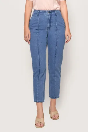 High Waist Pintuck Slim Jeans