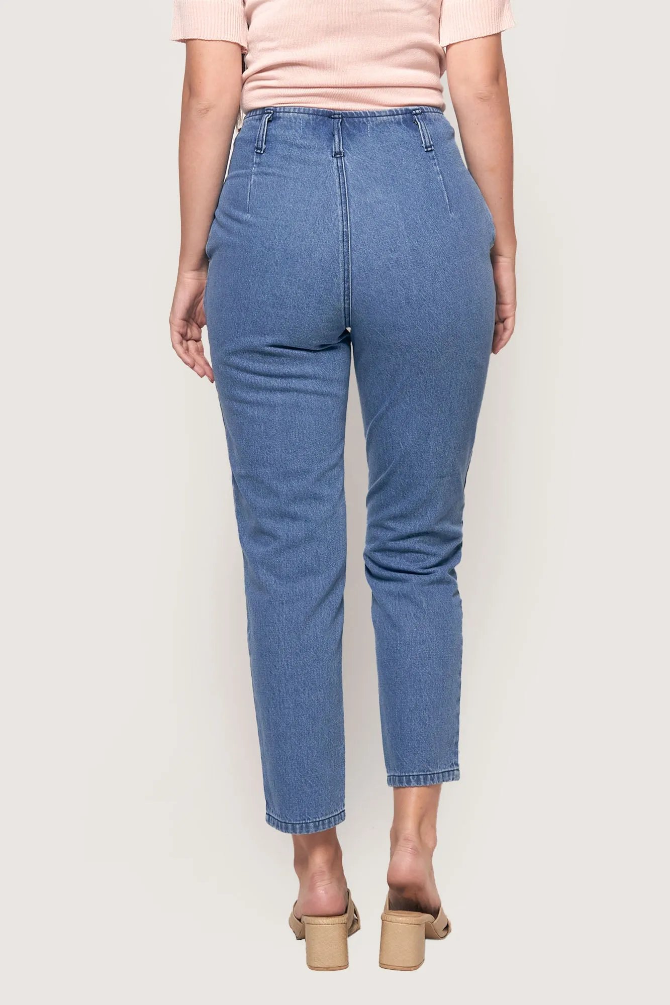 High Waist Pintuck Slim Jeans