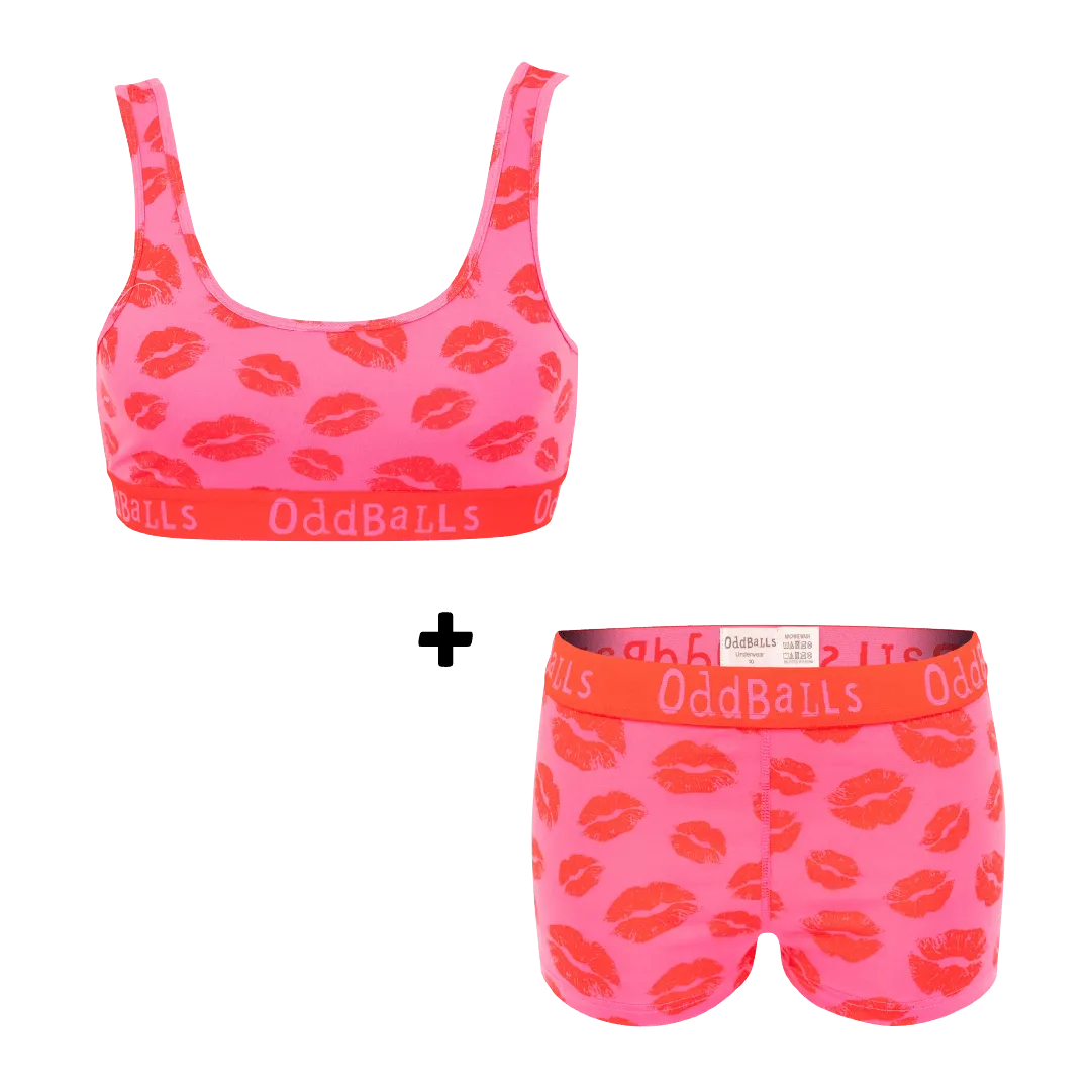 Hot Lips Bundle - Womens Boxer Shorts   Bralette