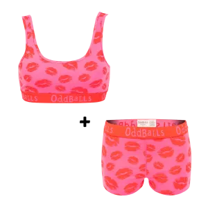 Hot Lips Bundle - Womens Boxer Shorts   Bralette