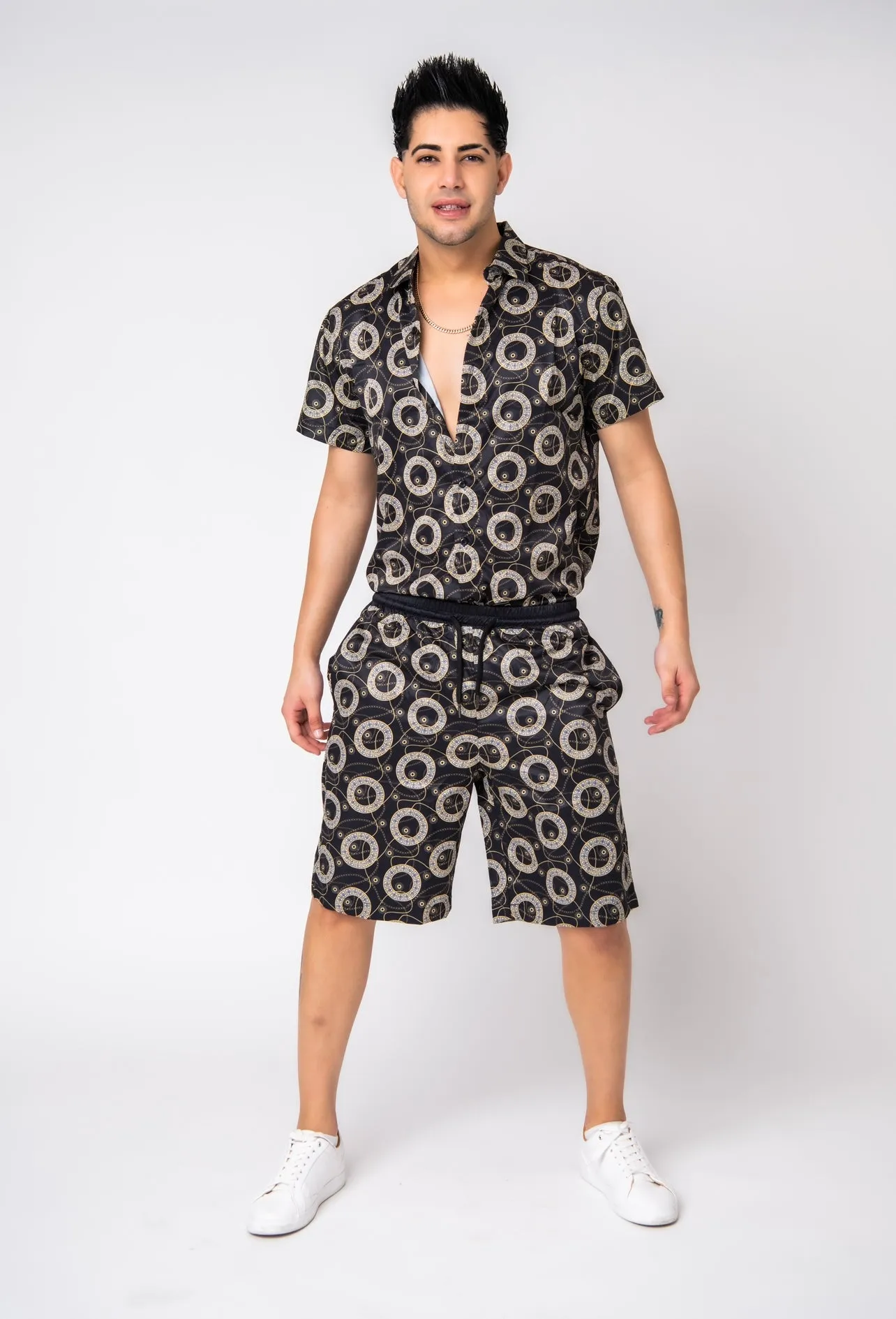 Italian Satin , Shirt And Short Set