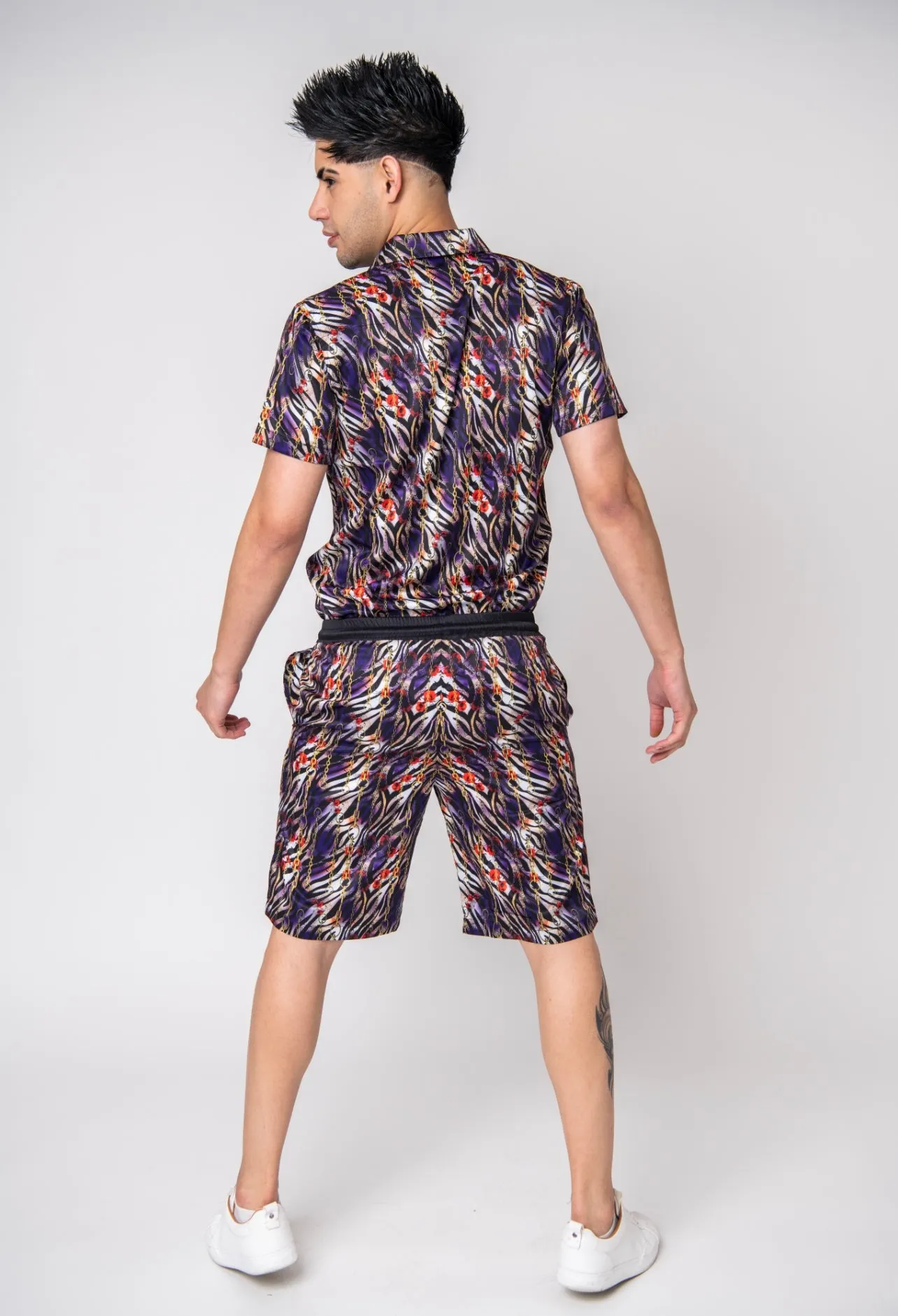 Italian Satin , Shirt And Short Set