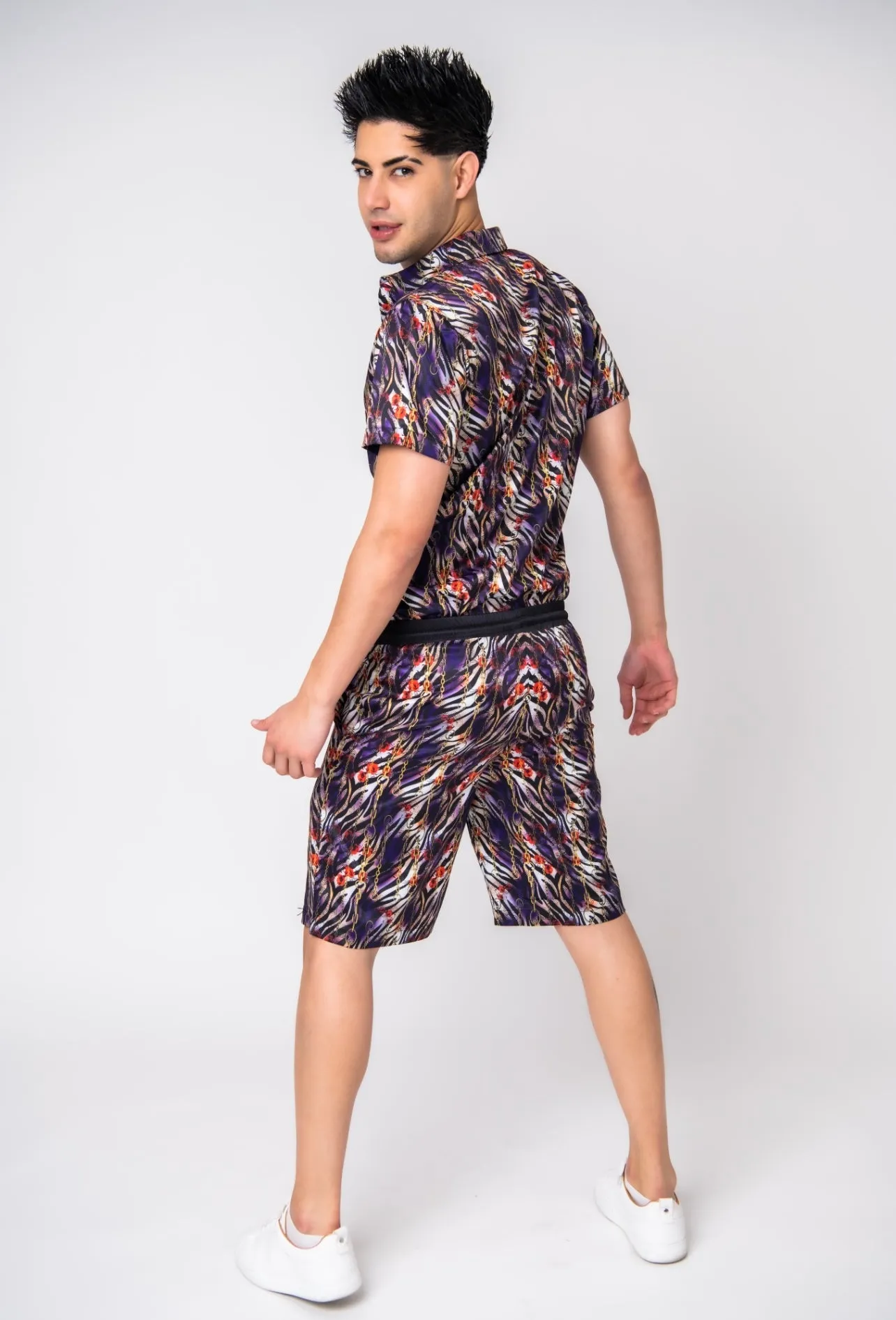 Italian Satin , Shirt And Short Set
