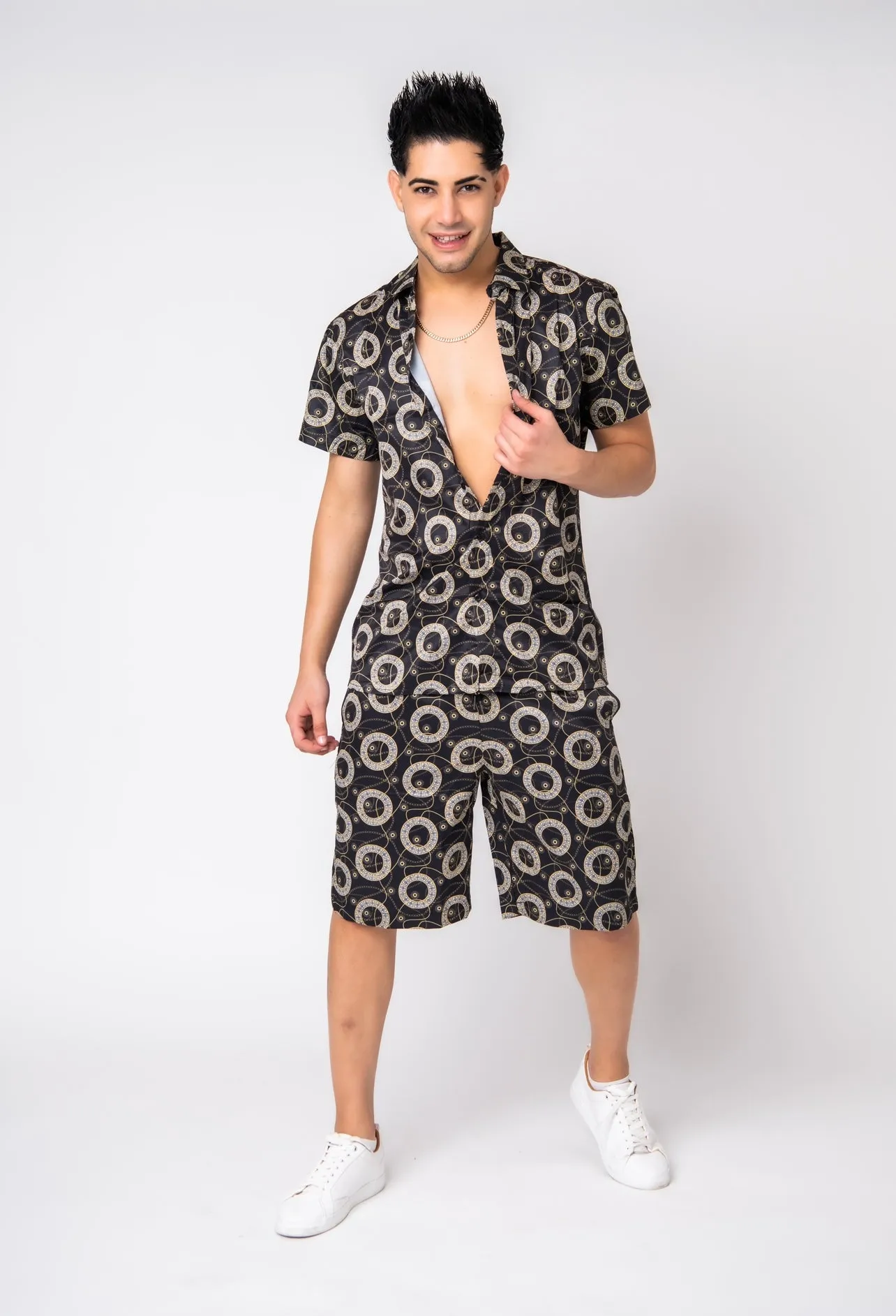 Italian Satin , Shirt And Short Set