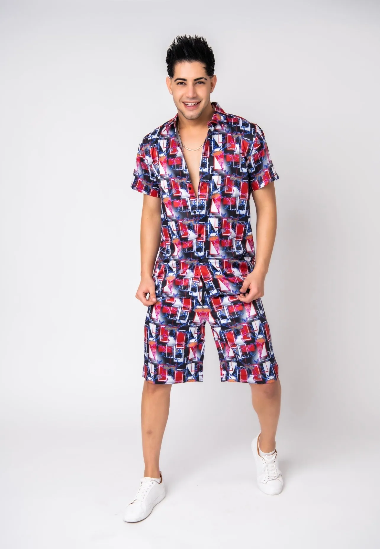 Italian Satin , Shirt And Short Set
