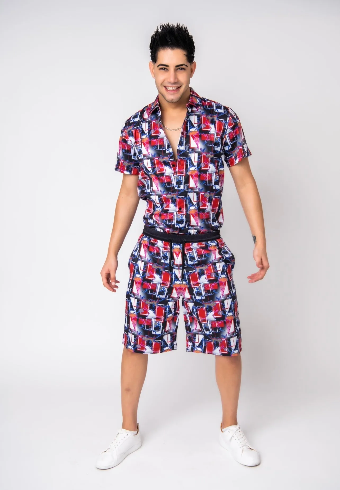 Italian Satin , Shirt And Short Set