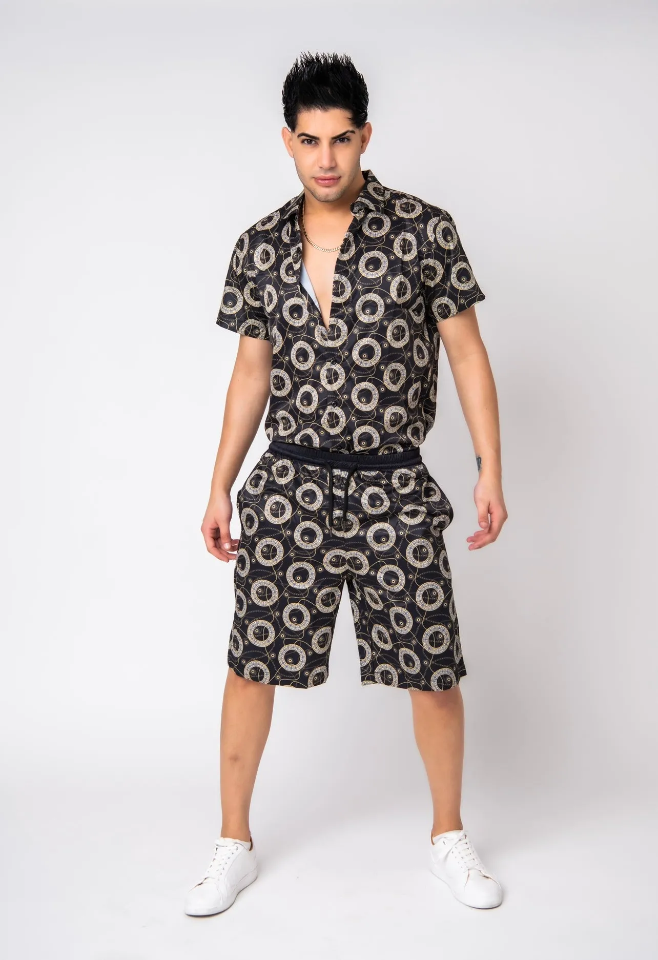 Italian Satin , Shirt And Short Set