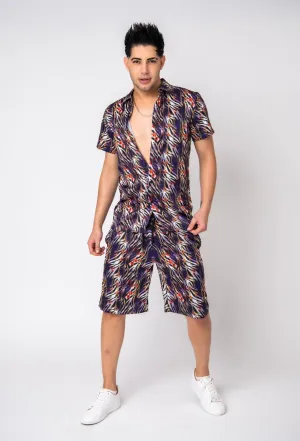 Italian Satin , Shirt And Short Set