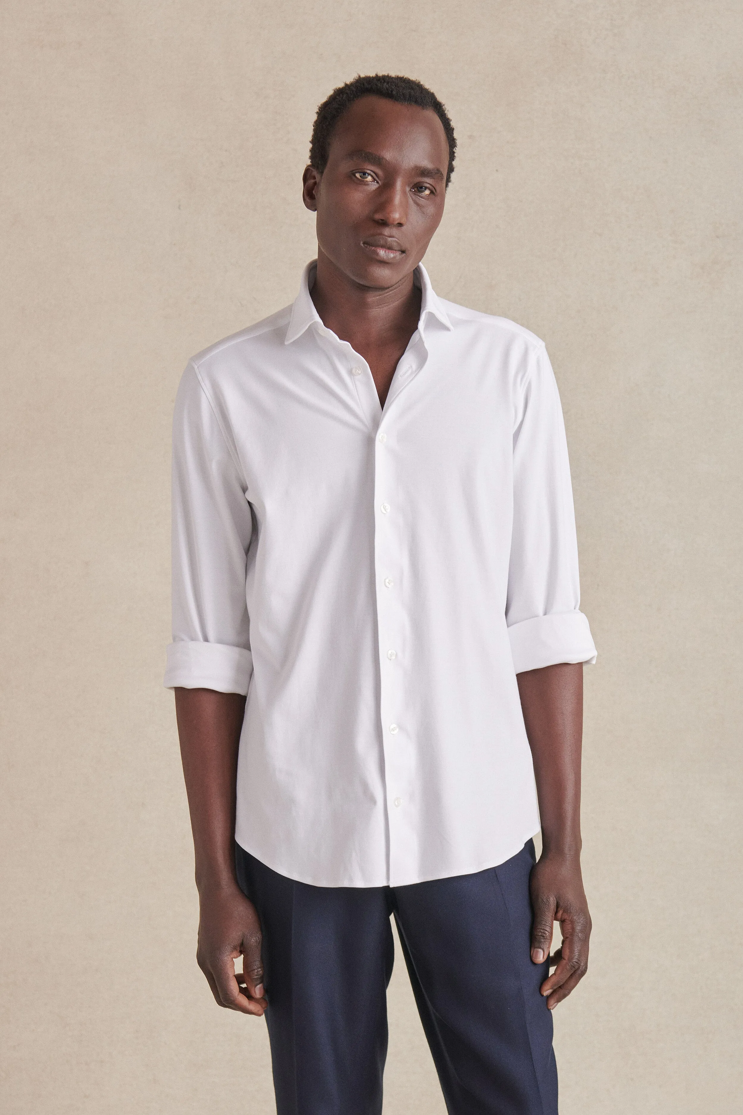 Ivory Cutaway Collar Tailored Fit Stretch Shirt