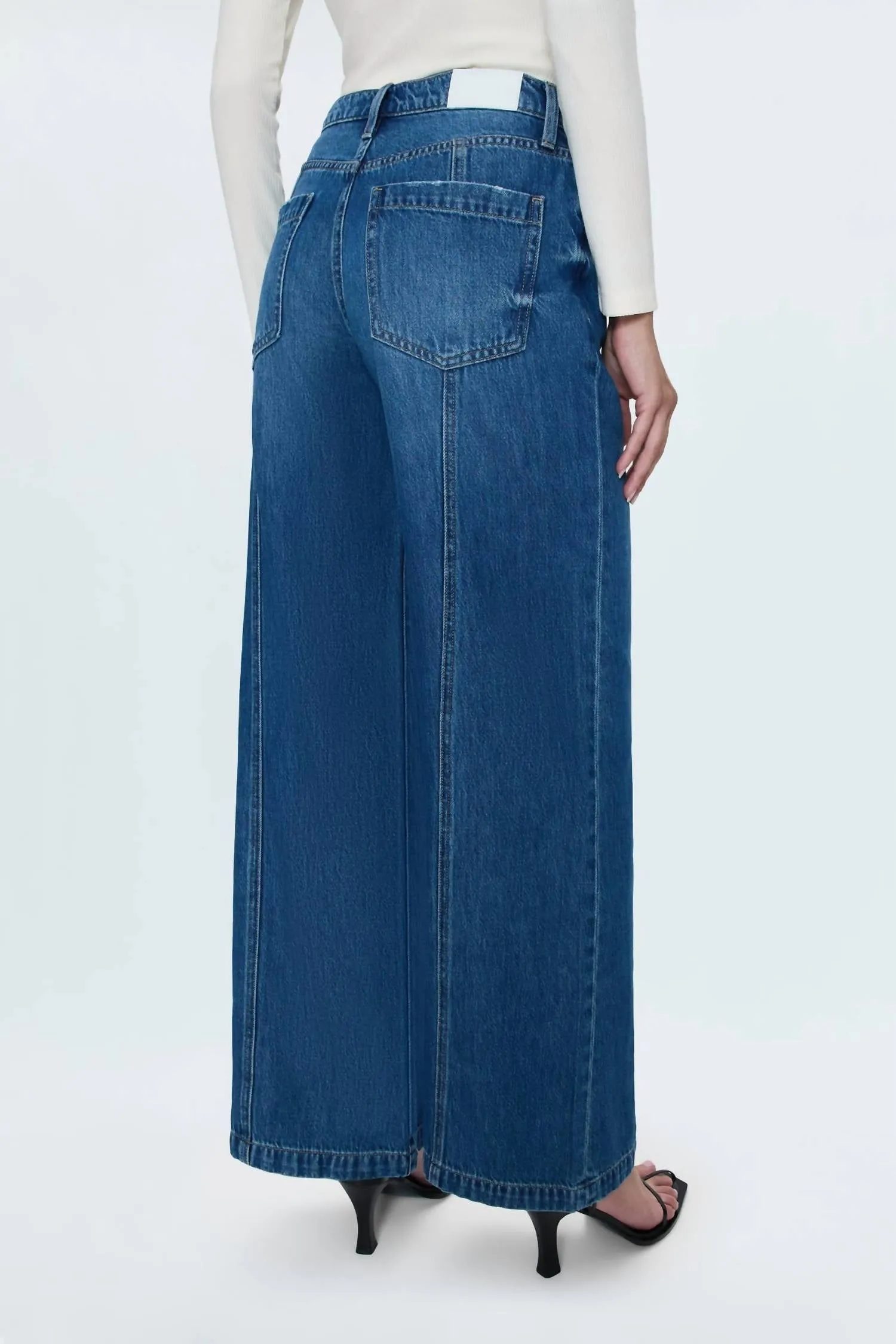 Jadyn Double Button Low Slung Palazzo Jeans In Celebration