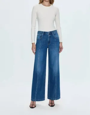 Jadyn Double Button Low Slung Palazzo Jeans In Celebration