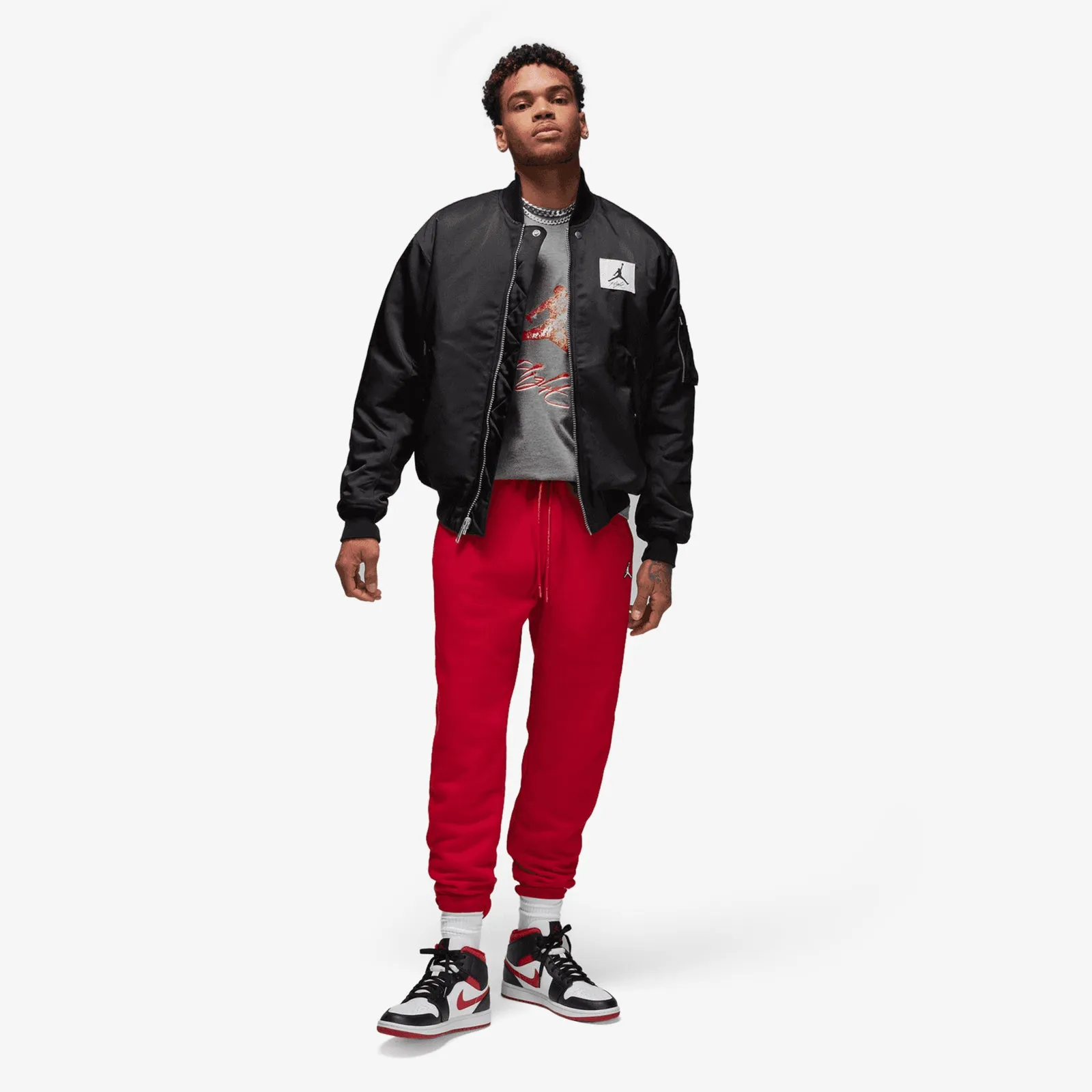 Jordan Essentials Flight Jumpman T-Shirt - Grey/Fire Red