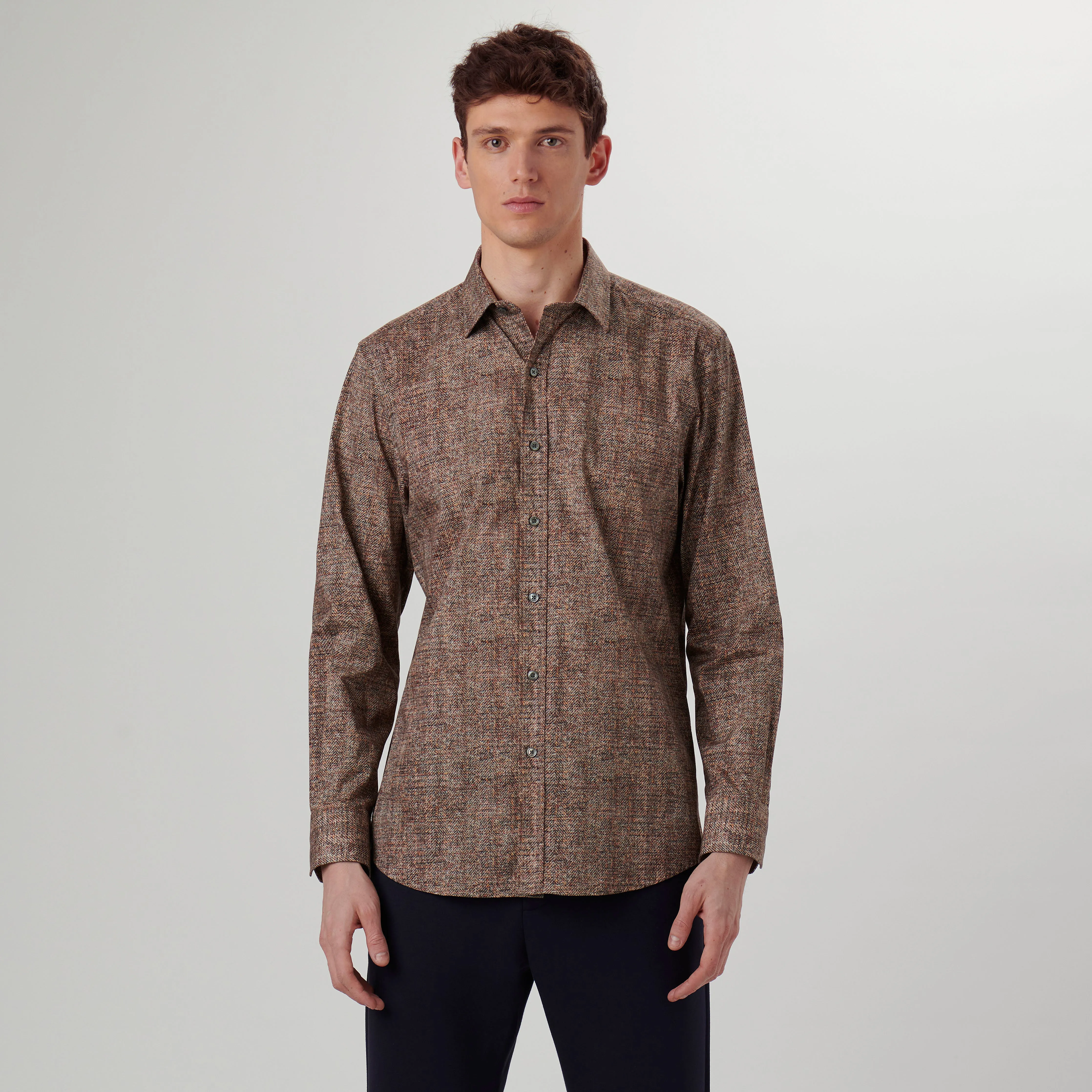 Julian Herringbone Print Shirt