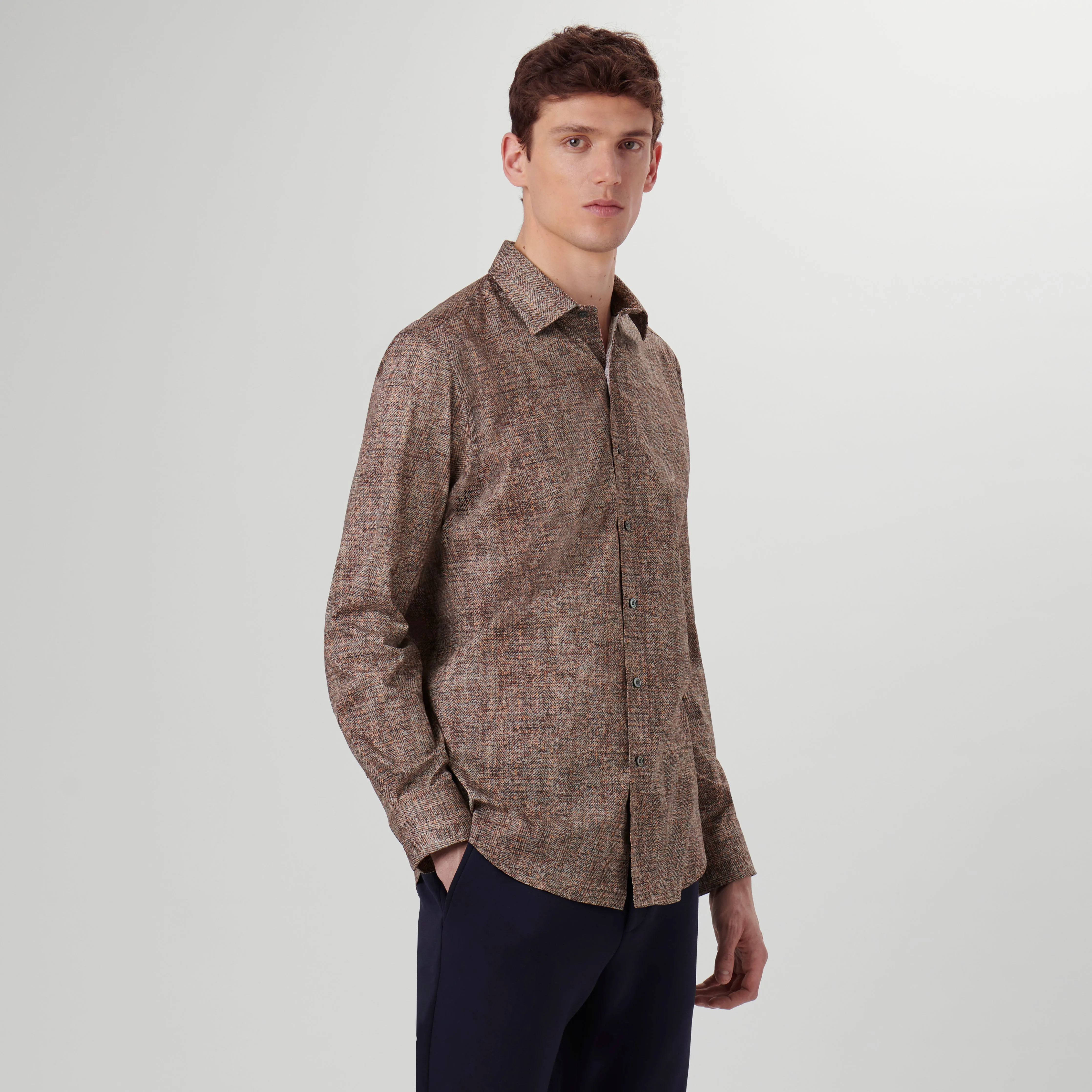 Julian Herringbone Print Shirt