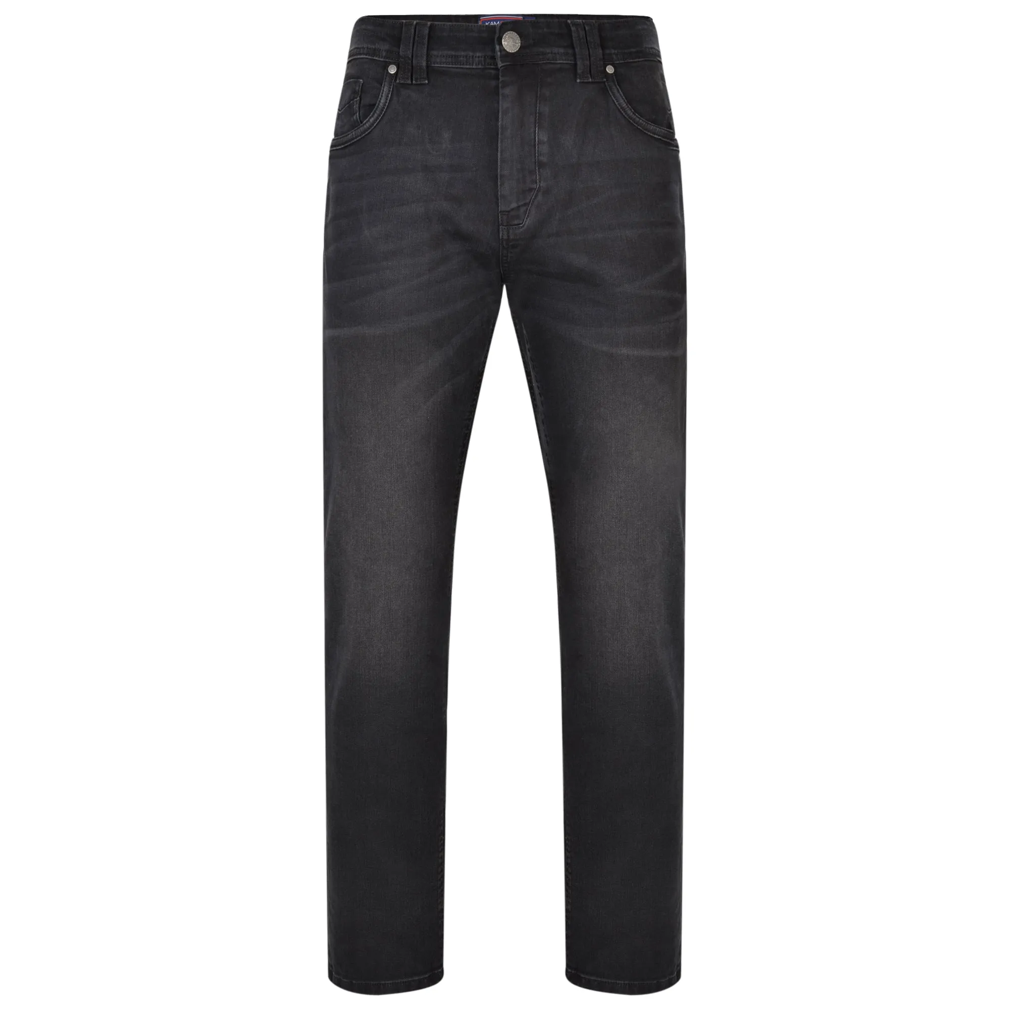 KAM Men's Extra Tall Soft Stretch Slim Fit Washed Black Jeans (Ortega)