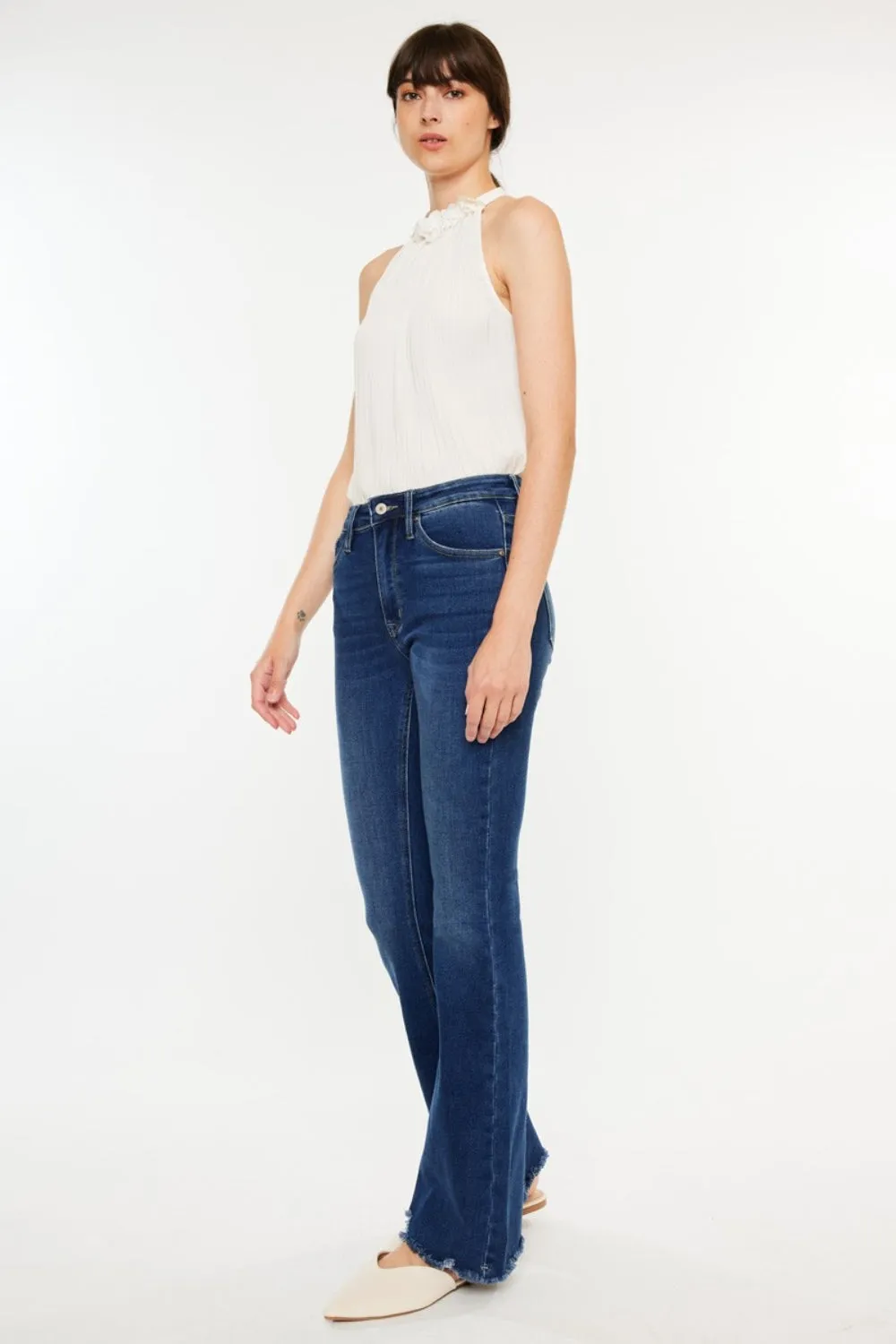 Kancan Cat's Whiskers Raw Hem Flare Jeans ONLINE EXCLUSIVE