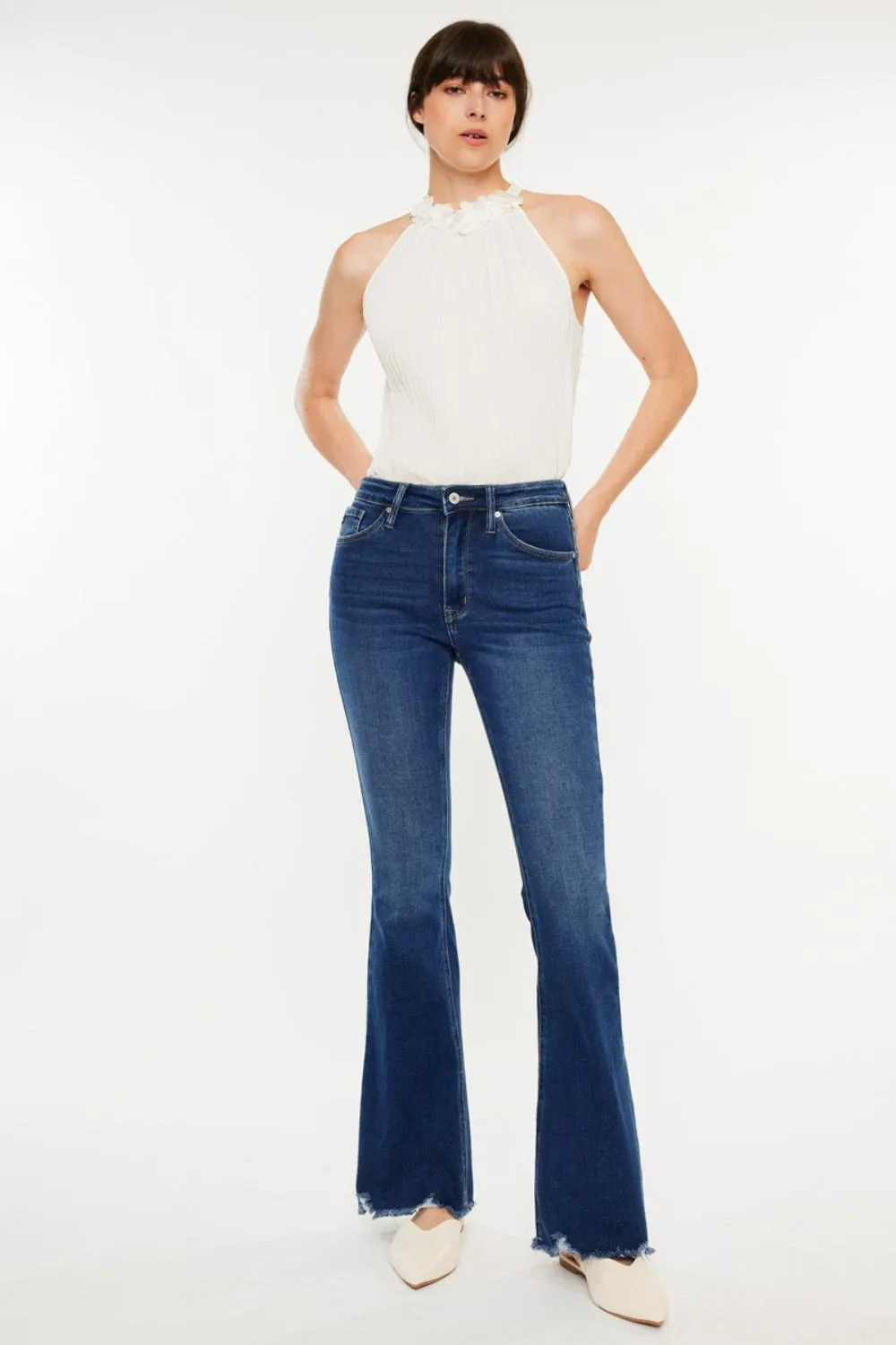 Kancan Cat's Whiskers Raw Hem Flare Jeans ONLINE EXCLUSIVE