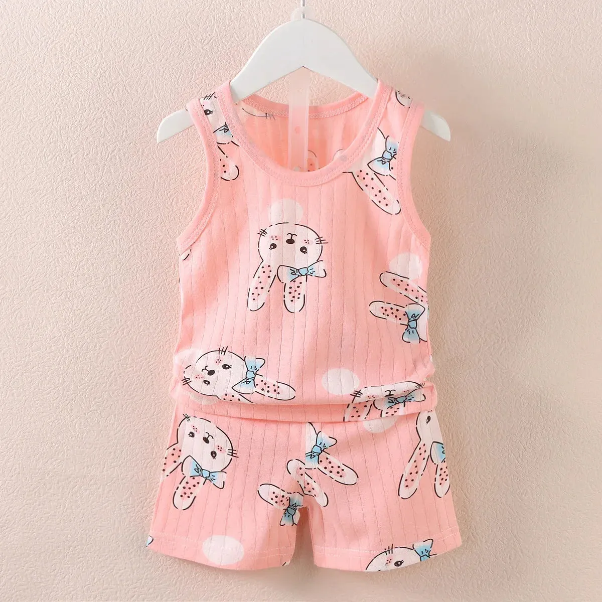 Kids Cotton Animal Print T-Shirt & Shorts Set