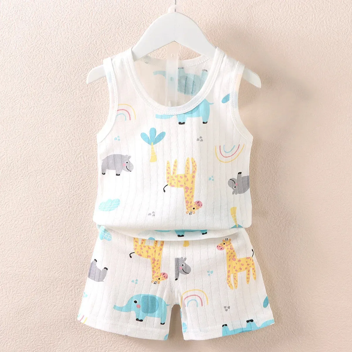 Kids Cotton Animal Print T-Shirt & Shorts Set