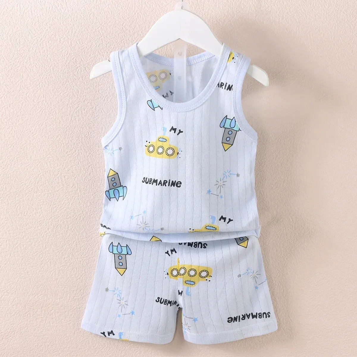 Kids Cotton Animal Print T-Shirt & Shorts Set