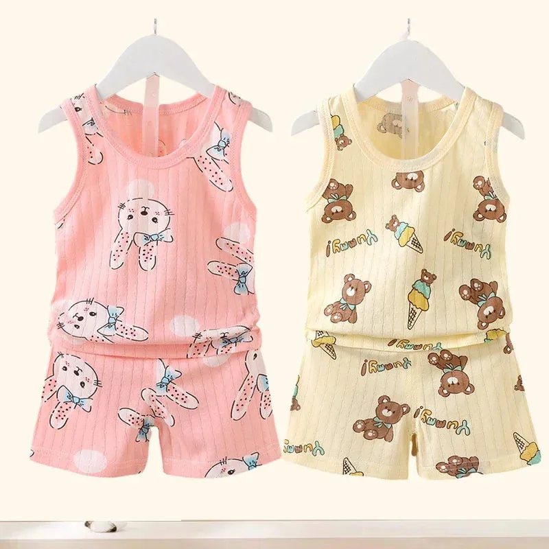 Kids Cotton Animal Print T-Shirt & Shorts Set