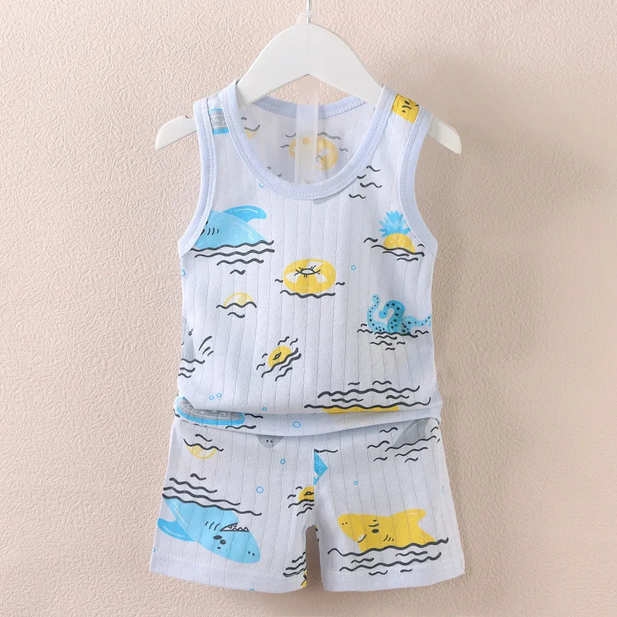 Kids Cotton Animal Print T-Shirt & Shorts Set