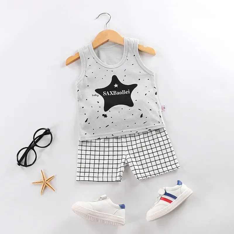 Kids Cotton Animal Print T-Shirt & Shorts Set