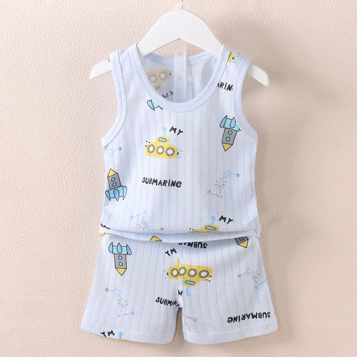 Kids Cotton Animal Print T-Shirt & Shorts Set