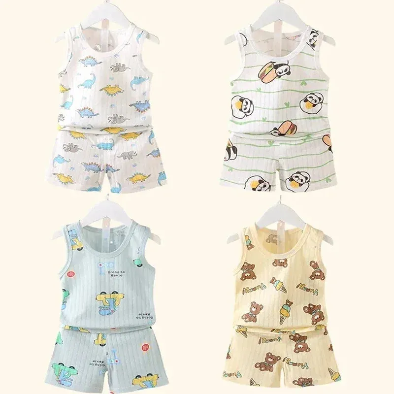 Kids Cotton Animal Print T-Shirt & Shorts Set