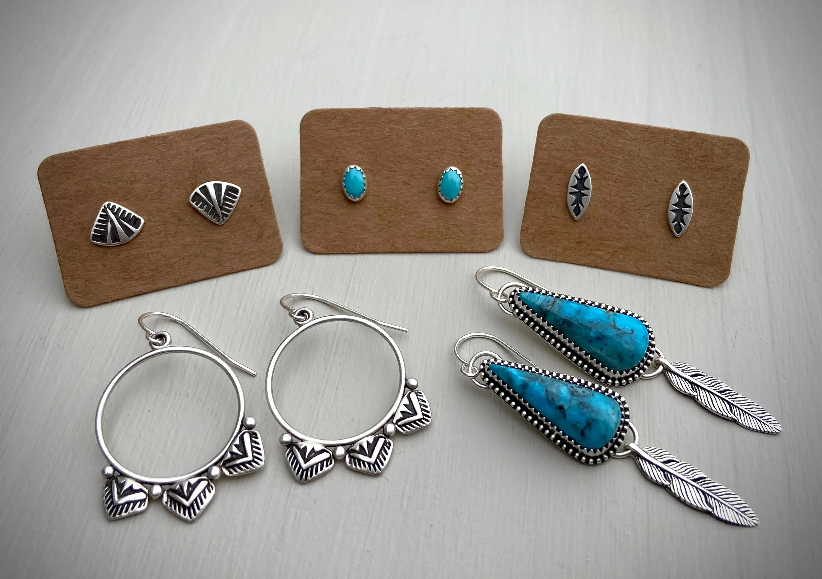 Kingman Turquoise Feather Earrings