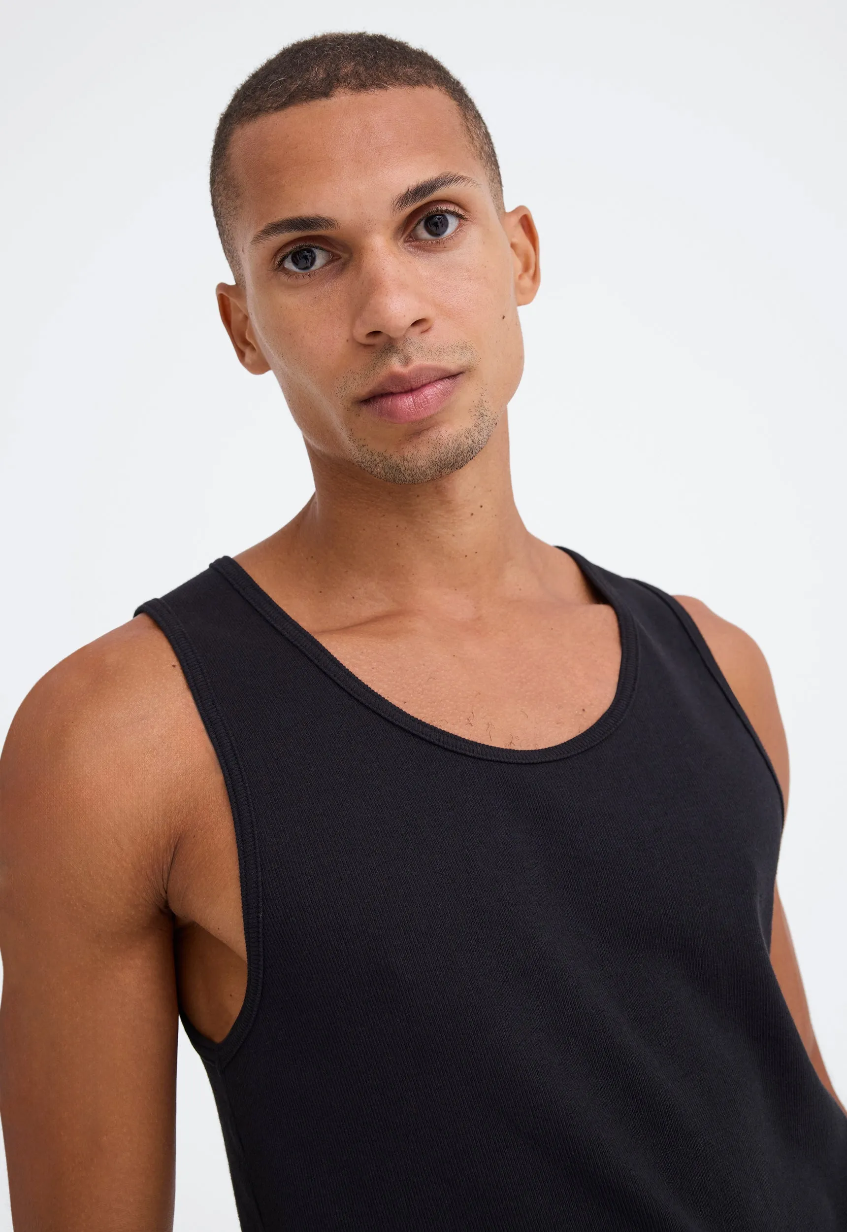 Koen Ribbed Cotton Tank - Black