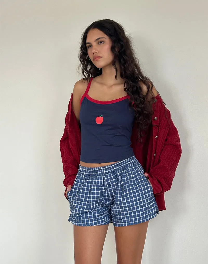 Laboxe Pyjama Short in Navy Tartan Poplin