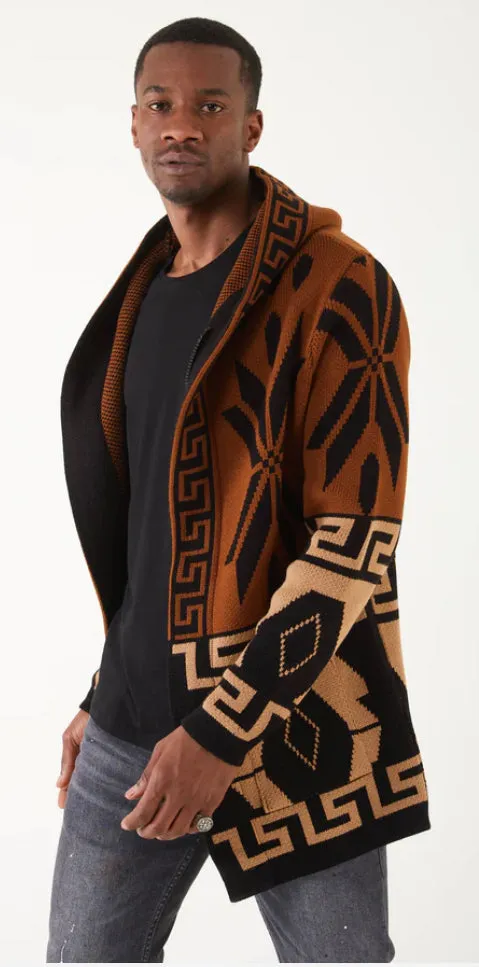 Lagos Red Exclusive Men's Brown Fashion Long Sweaters | Hoodie LS89