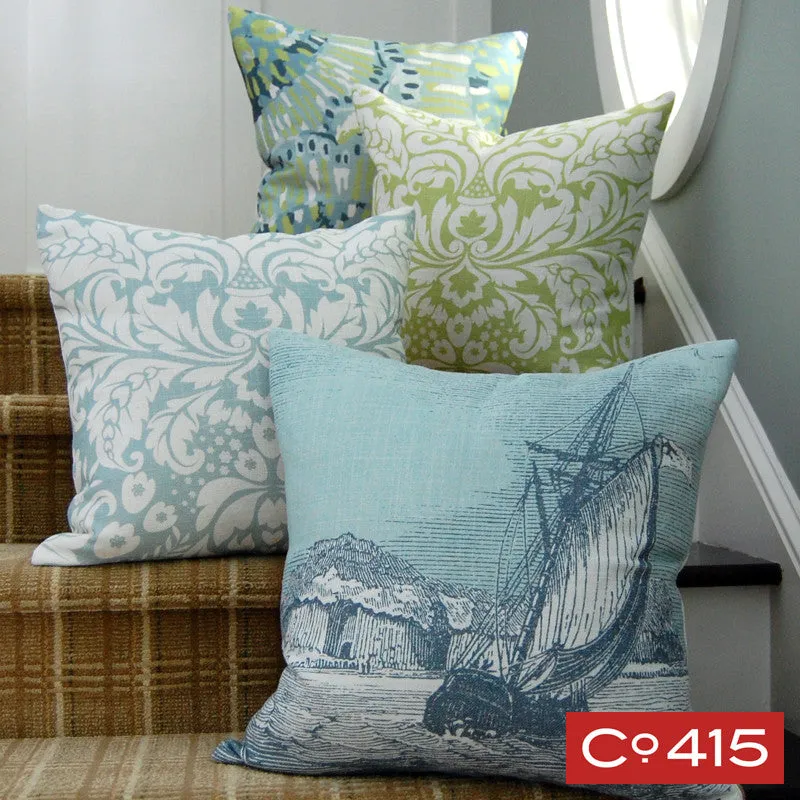 Large Damask Pillow - Silverberry