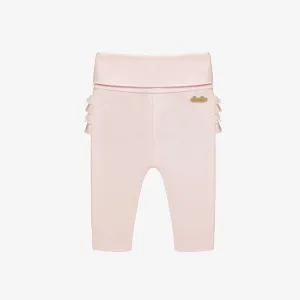 Legging à volants rose pâle en coton biologique, naissance || Light pink leggings with ruffles in organic cotton, newborn