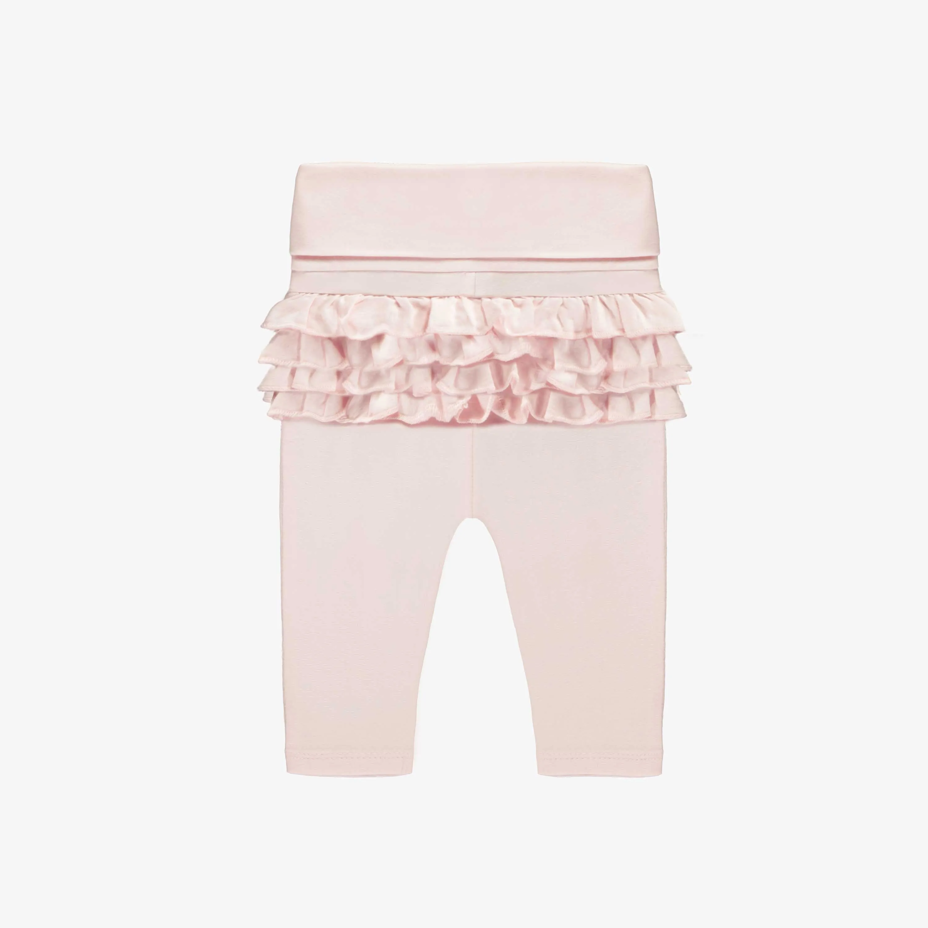 Legging à volants rose pâle en coton biologique, naissance || Light pink leggings with ruffles in organic cotton, newborn