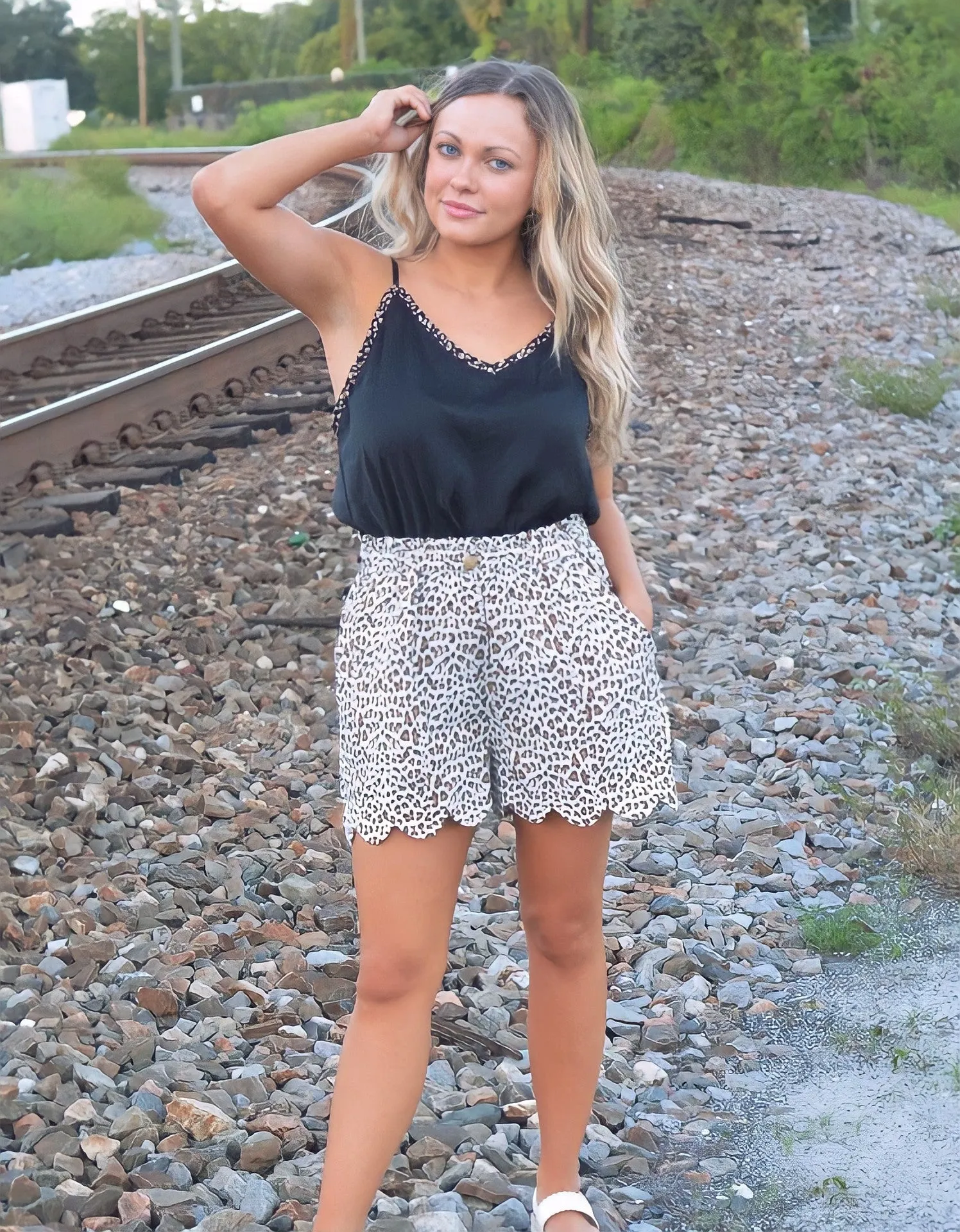 Leopard Scalloped Shorts
