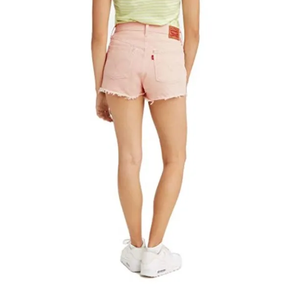 LEVI’S 501 signature button fly high rise cutoff light pink denim shorts