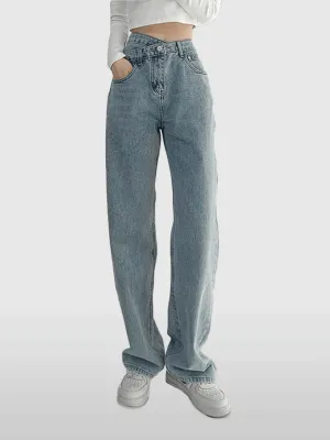 Light Blue Criss Cross Waistband Denim