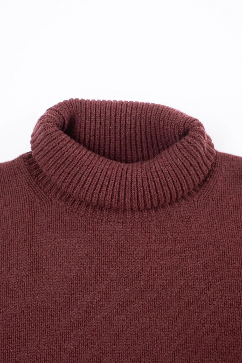 LOCT01.151 - Merino Wool Cashmere Blend Turtle Neck Pullover Relaxed Fit - Dark Brown