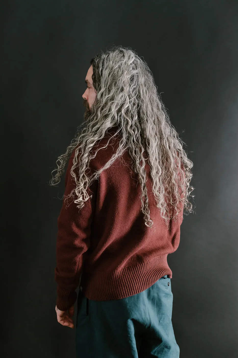 LOCT01.151 - Merino Wool Cashmere Blend Turtle Neck Pullover Relaxed Fit - Dark Brown