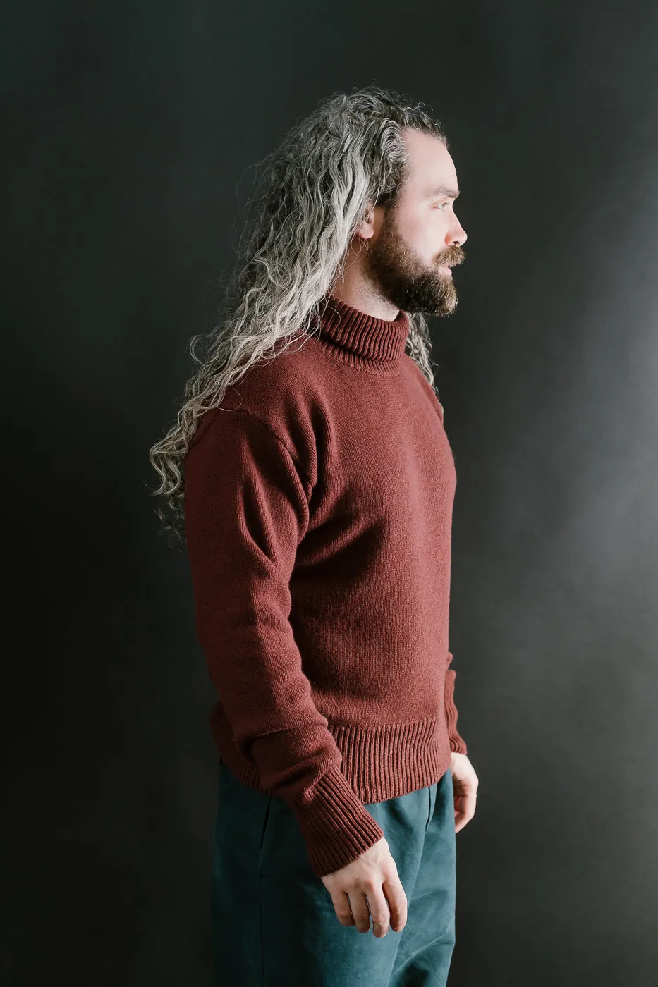 LOCT01.151 - Merino Wool Cashmere Blend Turtle Neck Pullover Relaxed Fit - Dark Brown