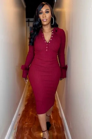 LONG COLLAR FEATHER MIDI