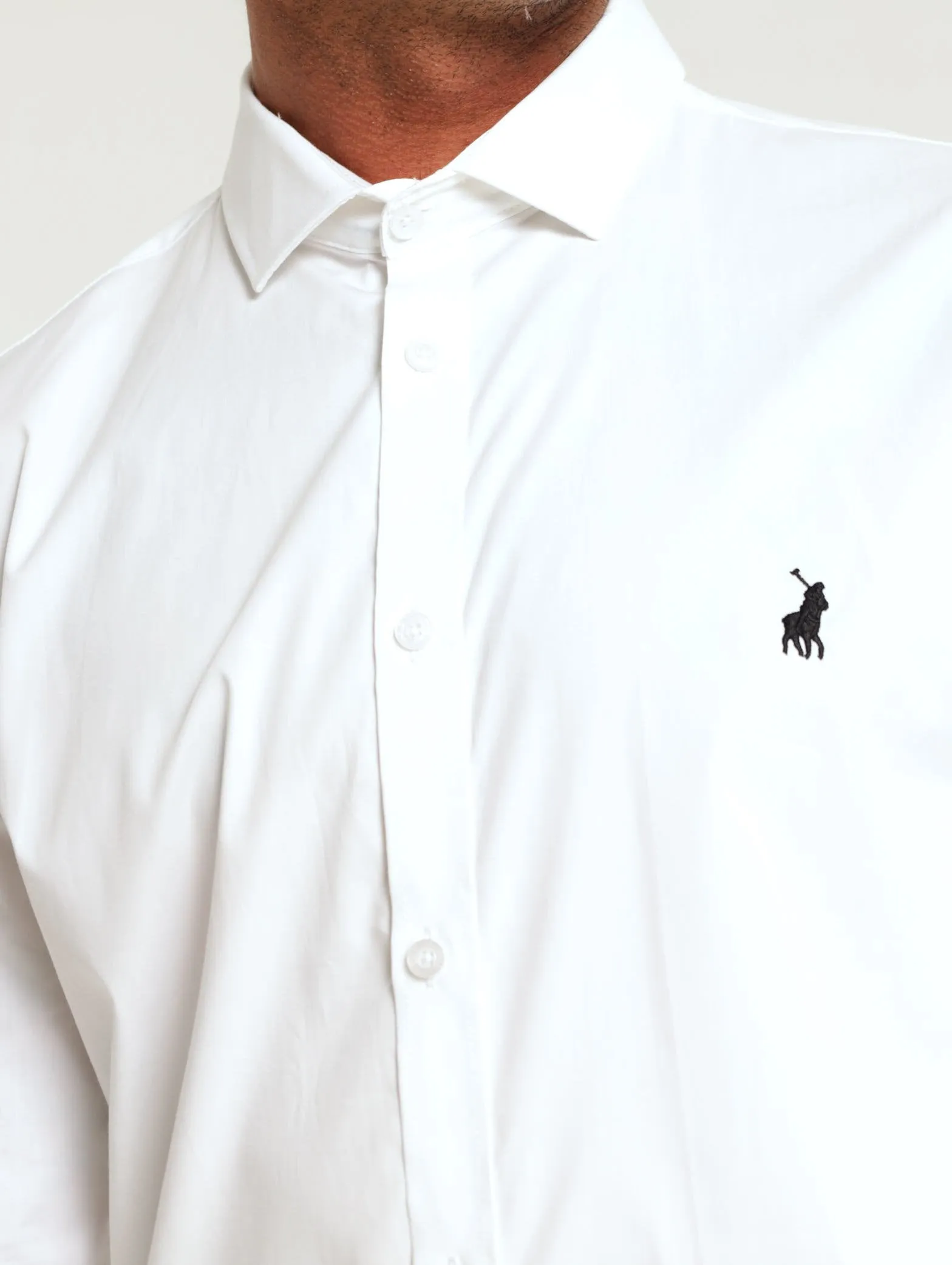 Long Sleeve Slim Stretch Shirt - White
